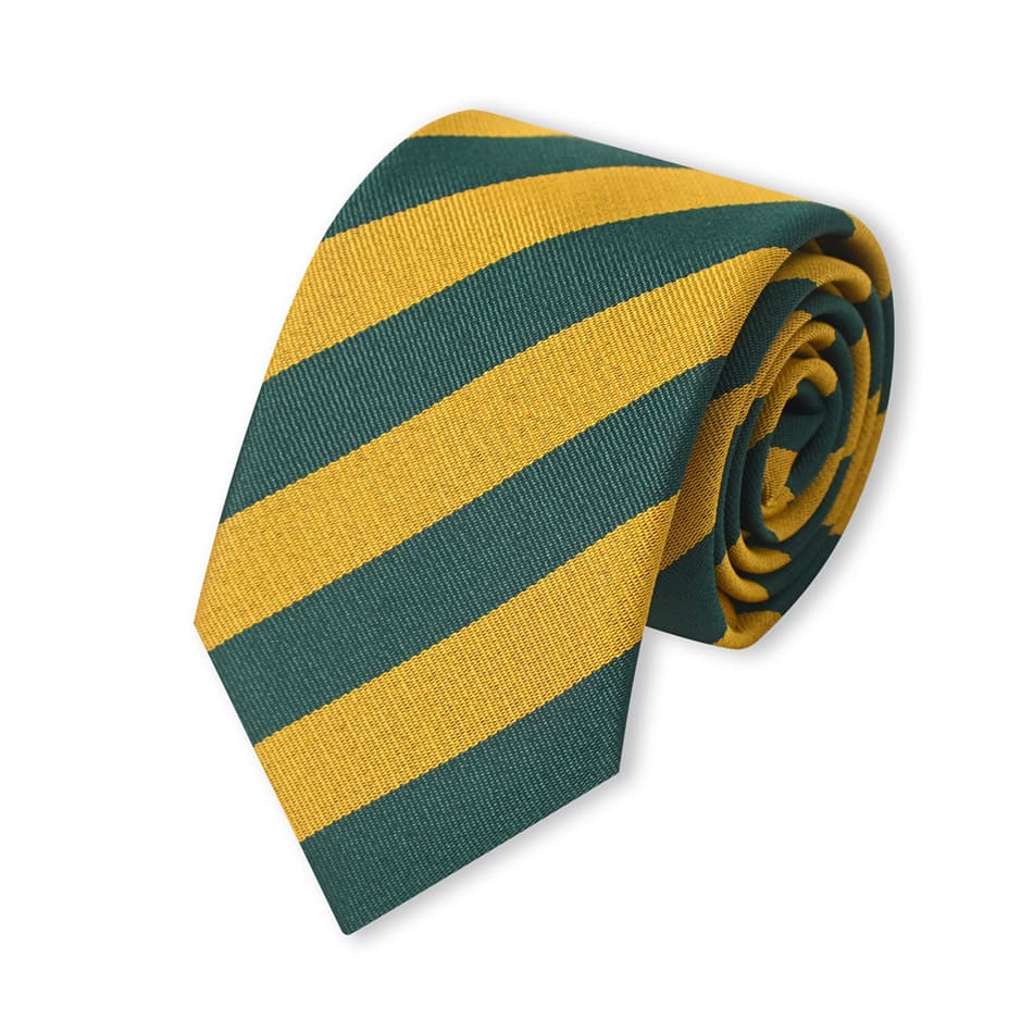 Recycled Necktie Green and Gold Stripes